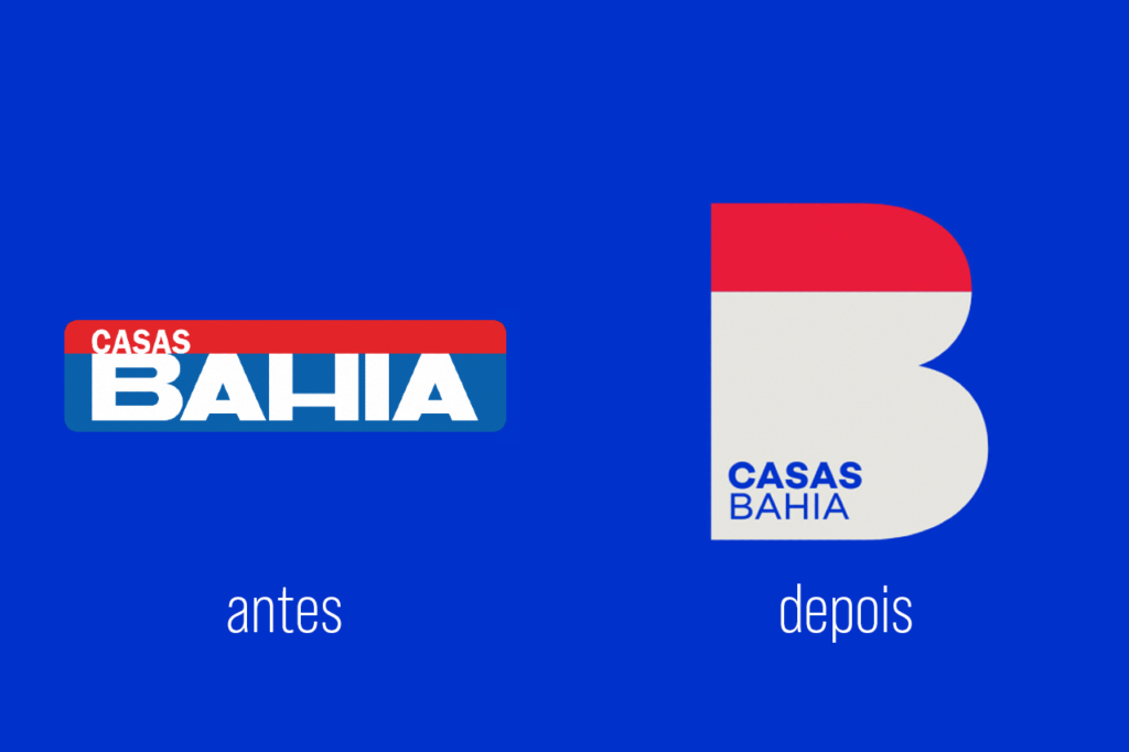 Antes e depois logo Casas Bahia, rebranding