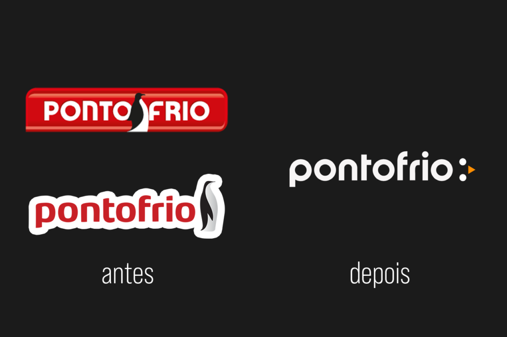 Rebranding logo nova ponto frio comparação antes e depois